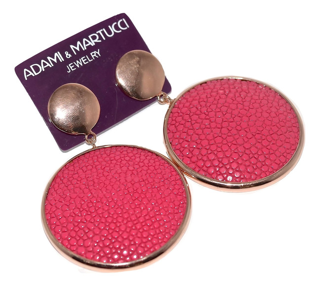 Adami & Martucci Pink Stingray Circle Rose Gold Earrings