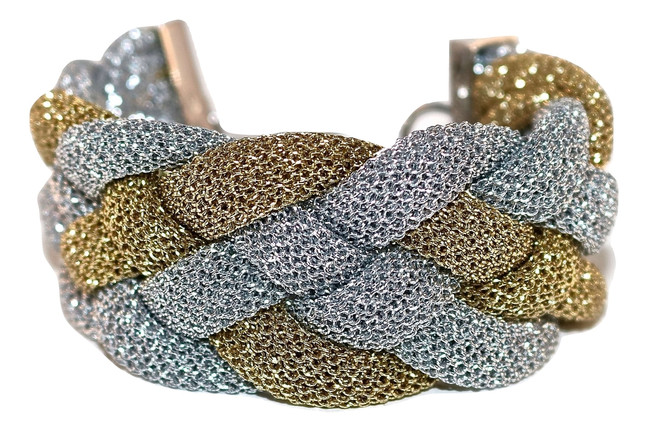 Adami & Martucci Silver and Gold Mesh Braided Bracelet