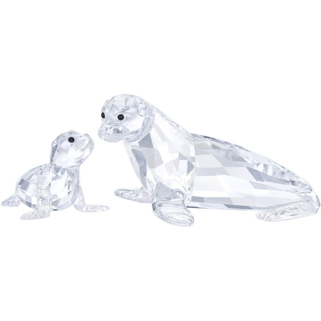 Swarovski Sea Lion Mother with Baby Crystal Figurine