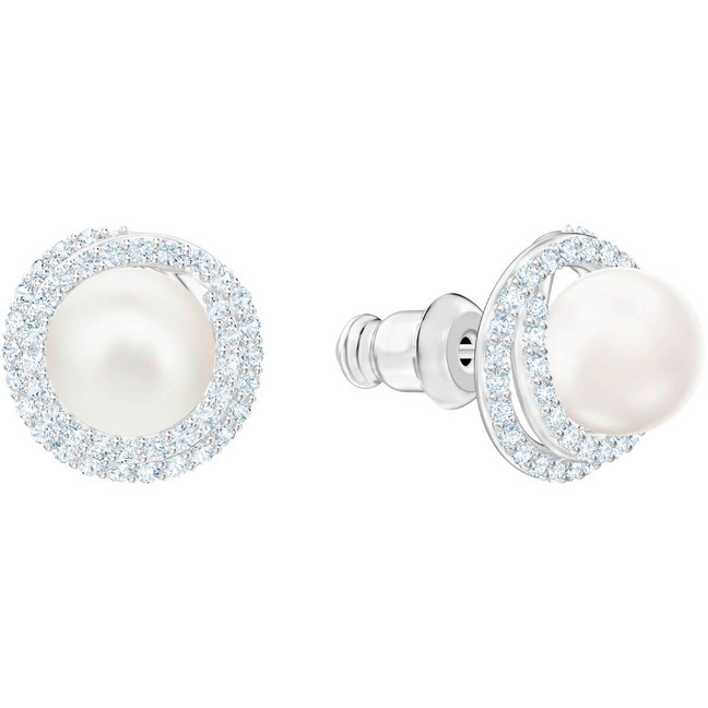 Swarovski Originally Circular White Pearl Stud Earrings