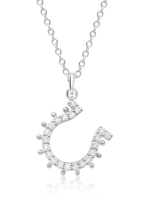 Crislu Horseshoe Pendant in Platinum 