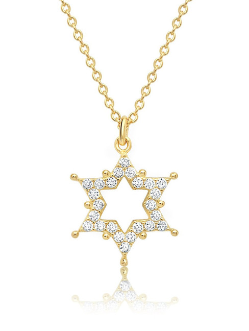 Crislu Star of David Pendant in Yellow Gold