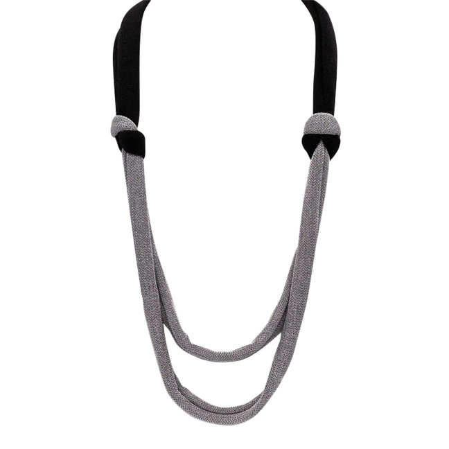 Adami & Martucci Black and Silver Mesh Double Knots Necklace 