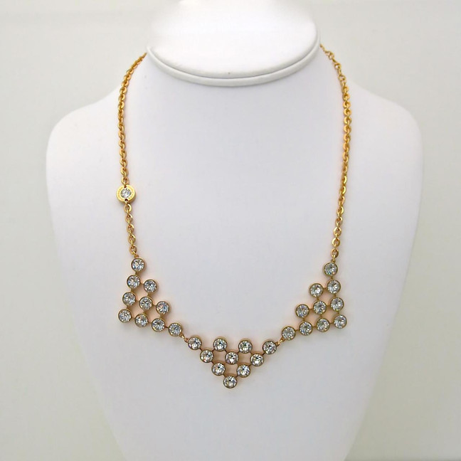 Rebecca Triple Net Necklace with Clear Crystals