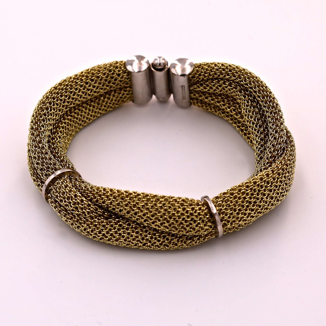 Adami & Martucci Gold Mesh Twisted Bracelet With Ring Clasps