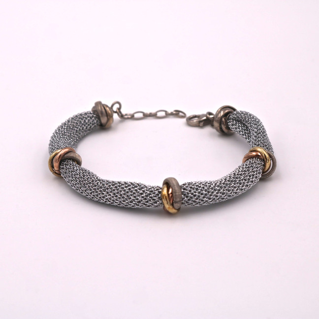 Adami & Martucci Silver Mesh Bracelet with Small Wired Rings