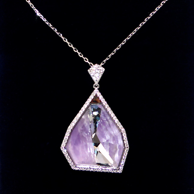 Swarovski Allure Crystal and Amethyst Gemstone Short Pendant