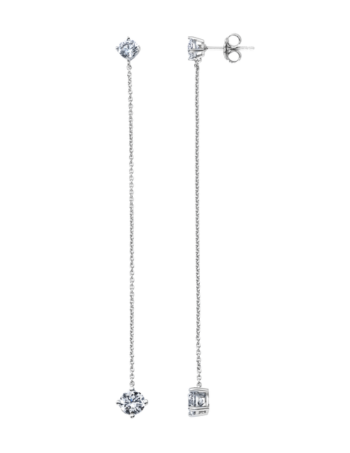 Crislu Prong Set Linear Chain Earrings in Platinum