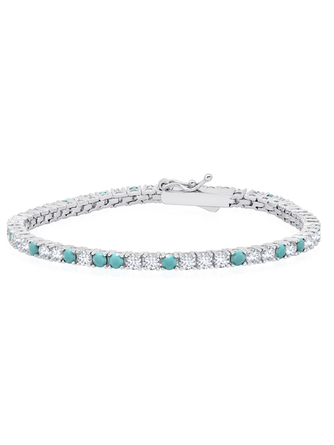 Crislu Brilliant Cut CZ and Turquoise Tennis Bracelet (5.7 ct.)