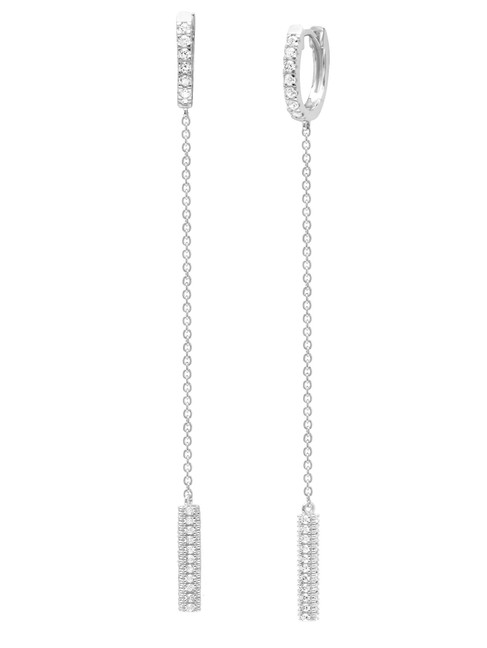 Crislu Glow Pave Linear Drop Earrings in Platinum