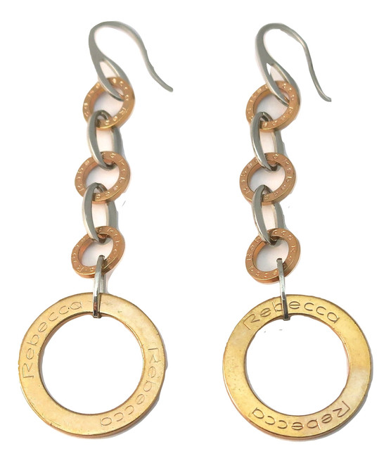 Rose Gold Plated Circle Long Drop Earrings