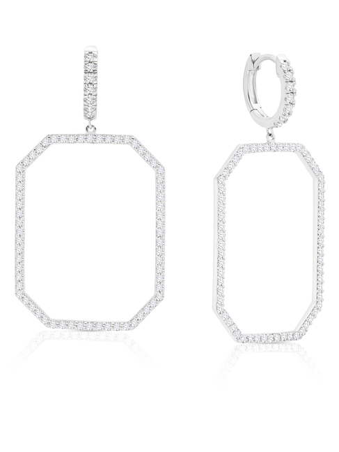 Crislu Octagon Pave Drop Earrings in Platinum