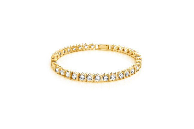 Crislu Accented Solitaire Tennis Bracelet in Yellow Gold (8.55 ct.)