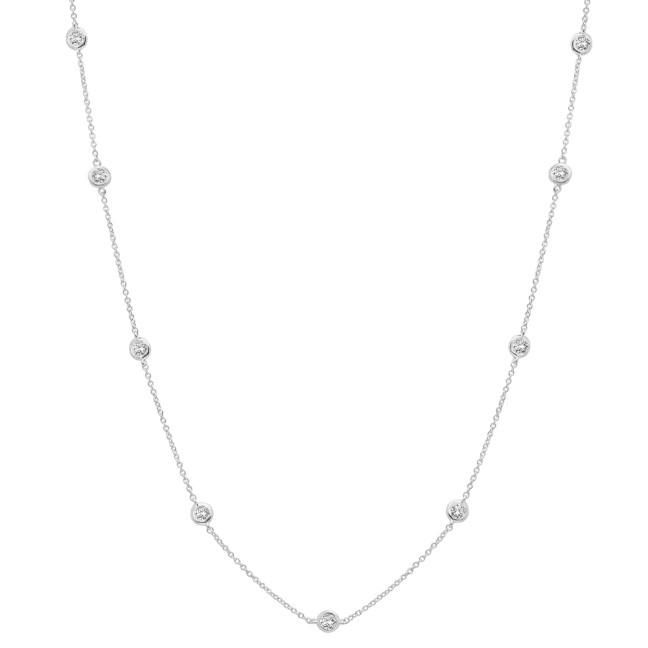 Crislu Bezel Set Short Necklace (16"), Platinum