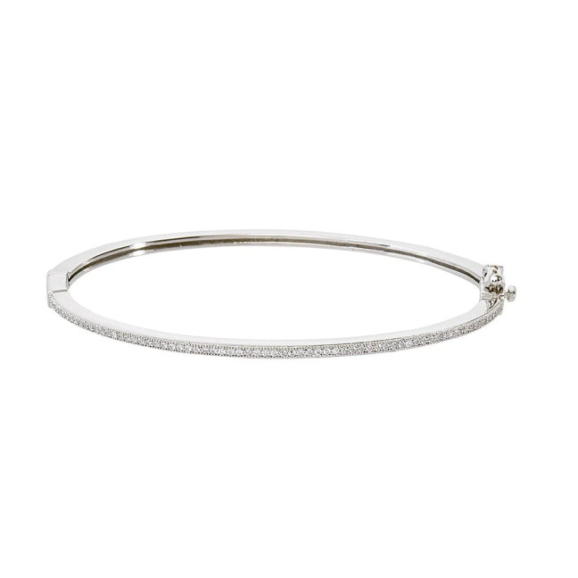 Crislu Pave Hinged Bangle in Platinum