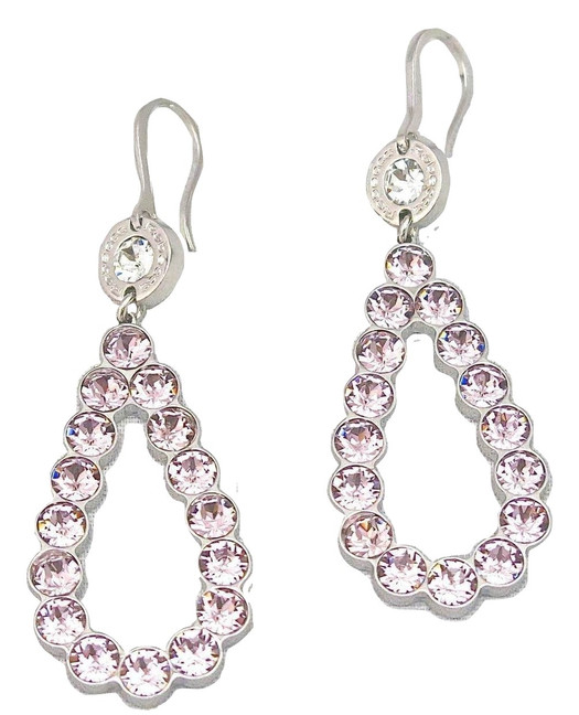 Teardrop Earrings with Lavender Pink Crystals