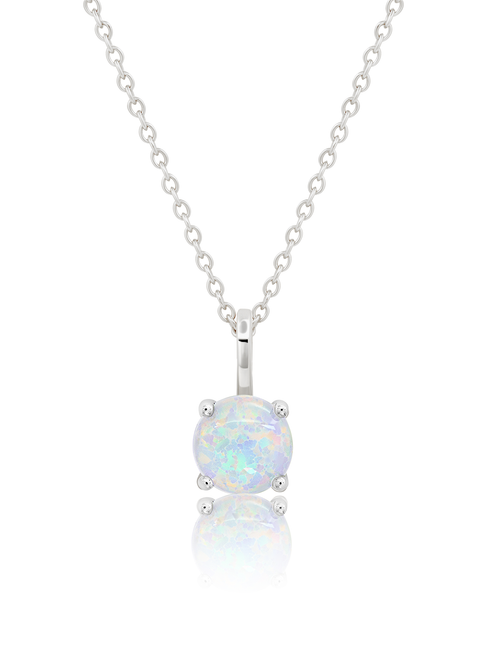 Crislu Birthstone Charm Pendant in Platinum - Opal