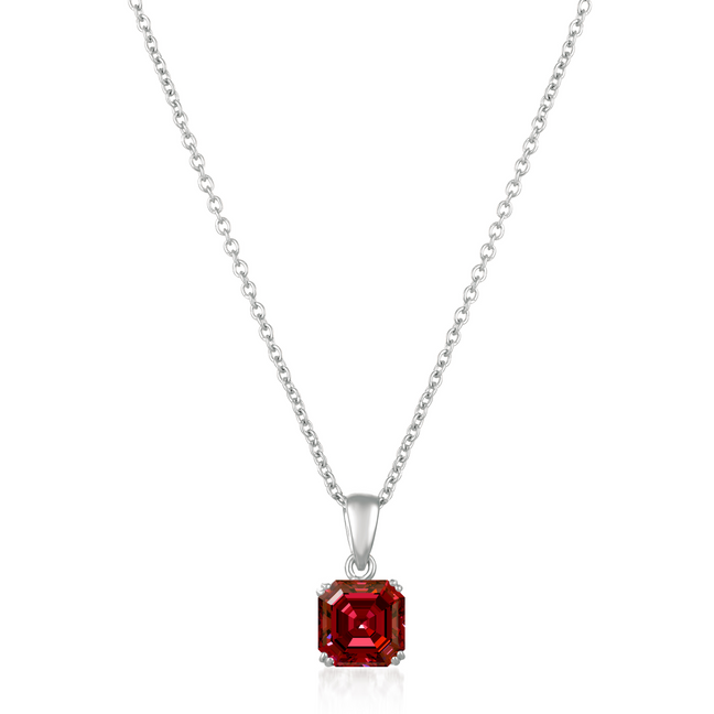 Crislu Royal Asscher Square Cut Ruby Pendant in Platinum