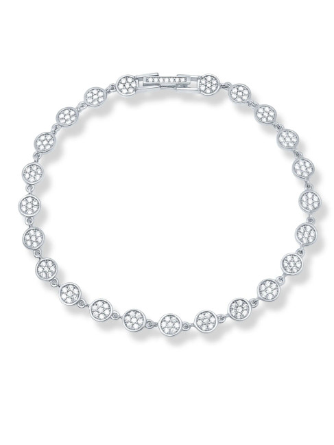 Crislu Pave Multi Circles Tennis Bracelet in Platinum