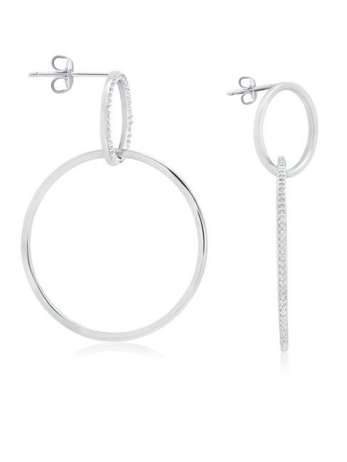 Crislu Intertwined Double Hoop Earrings in Platinum
