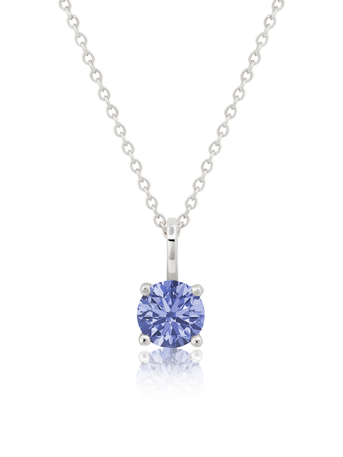 Crislu Birthstone Charm Pendant in Platinum - Blue Topaz