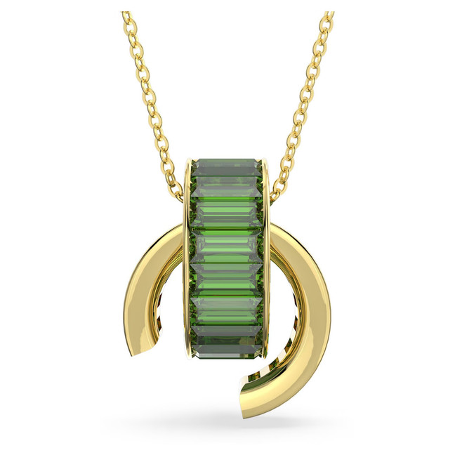 Swarovski Matrix Green Baguette Crystals Pendant in Gold