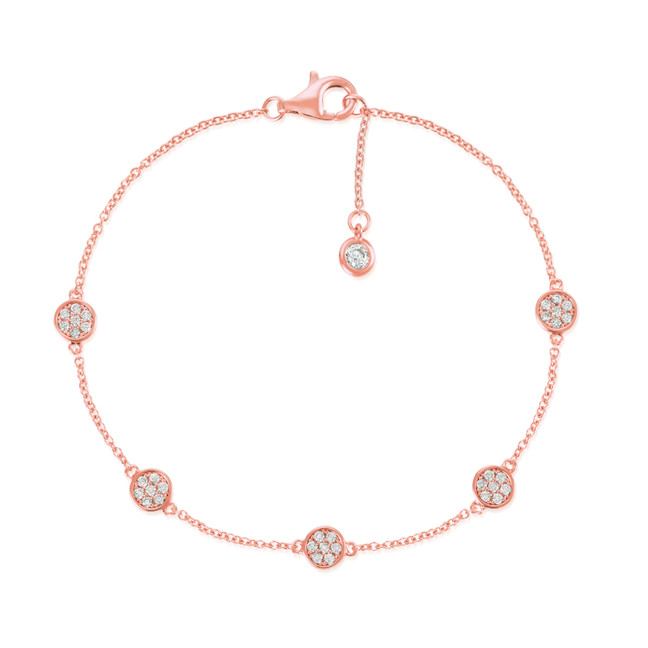 Crislu Pave Circles Chain  Bracelet in Rose Gold
