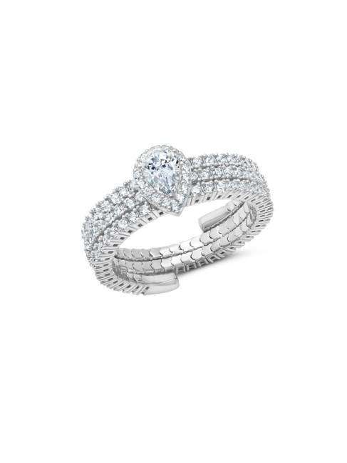Crislu Pear-shape Multiband Adjustable Ring  in Platium-MD Crislu Pear-shape Multiband Adjustable Ring  in Platium-MD