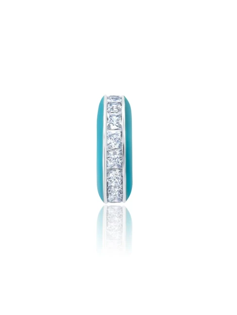 Crislu Teal Enamel  Cuff Earring in Platinum Plating 