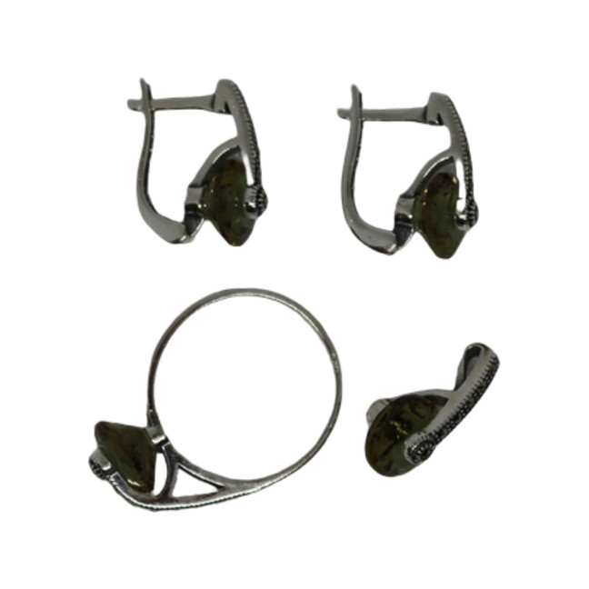 Zultanite Color Changing Spinner Set in Silver with Marcasite