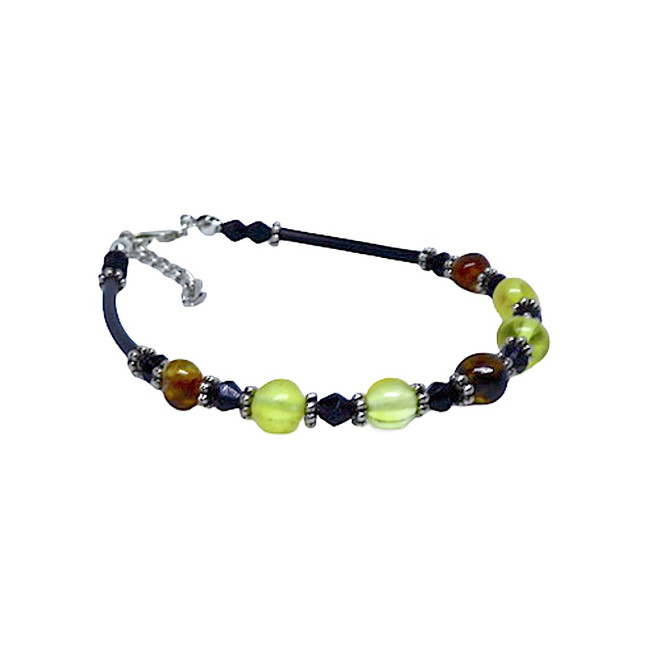 Baltic Amber Multicolor Beaded Bracelet on a Black Cord