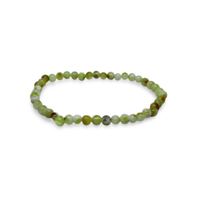 Baltic Amber Elastic Stretch Bracelet with Milky Light Green Mixed Beads 