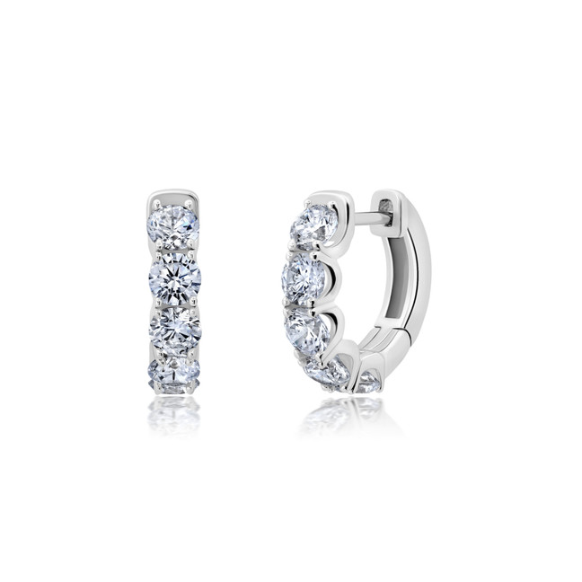 Crislu Brilliant Cut Small Hoop Earrings in Platinum Plating