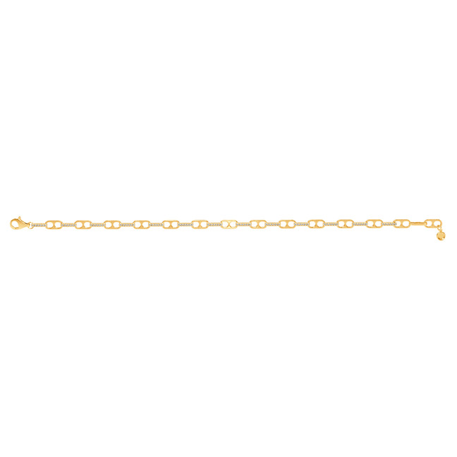 Crislu Open Links and Pave Bars Bracelet in Gold Plating