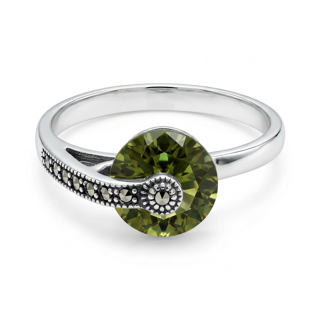 Zultanite Color Changing Spinner Ring with Marcasite Accents
