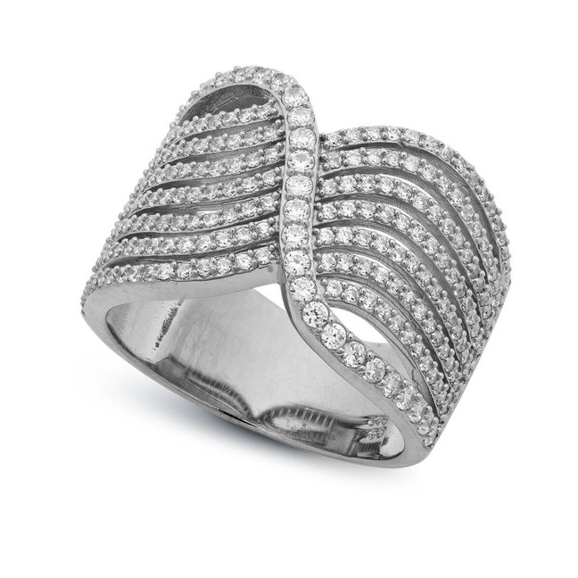 Crislu Glamorous Pave Silver Ring