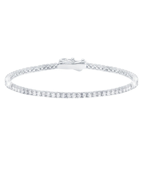 Crislu Silver Tennis Bracelet in Platinum (6.5 inches)