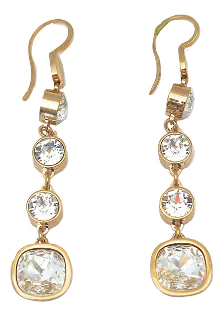 Rose Gold Plated Drop Earrings with Clear Crystals