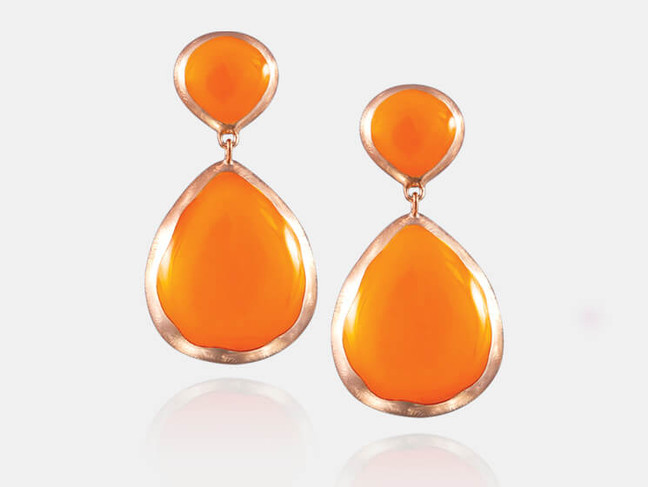 Adami & Martucci Orange Enamel Peardrop Earrings