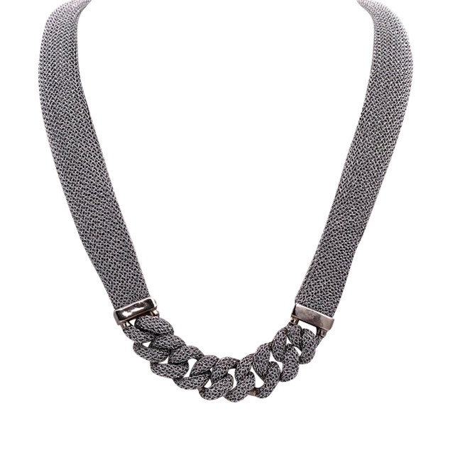 Adami and Martucci Silver Mesh Necklace with Silver Links