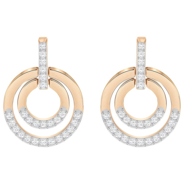 Swarovski Mini Circle Earrings, Rose-Gold