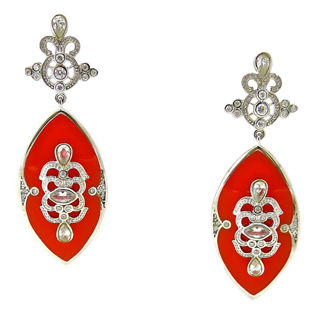 Royal Earrings, Coral Resin