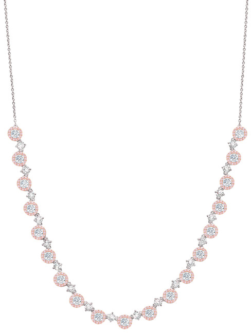 Crislu Fiore Pink Halo Half Tennis Necklace