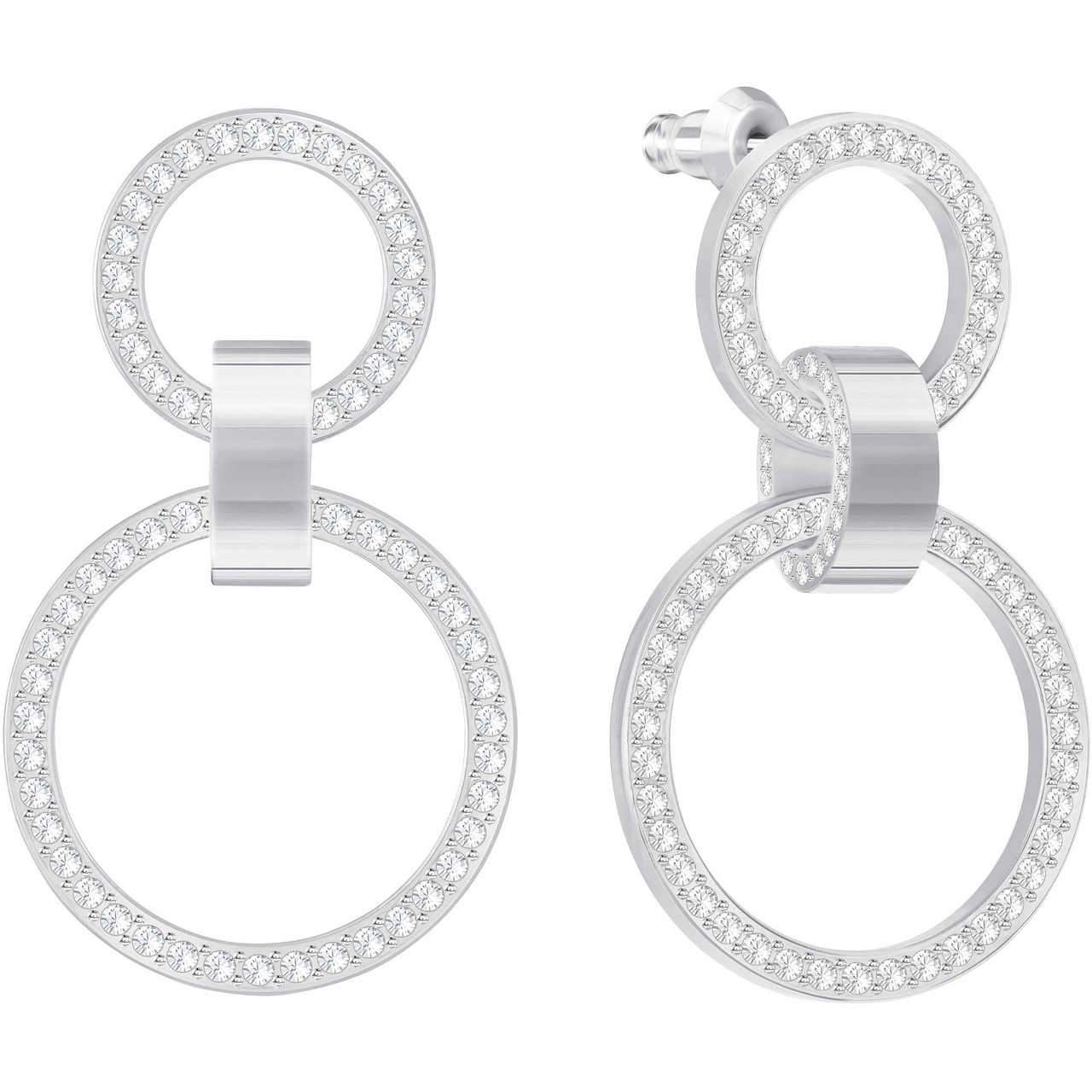 Swarovski Hollow Pierced Earrings, Rhodium