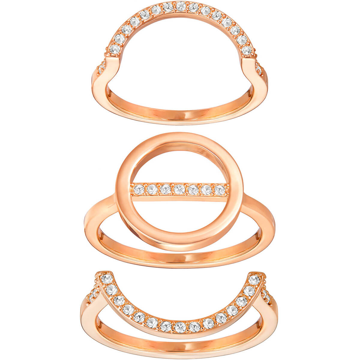 Swarovski Flash Trio Ring Set in Rose Gold