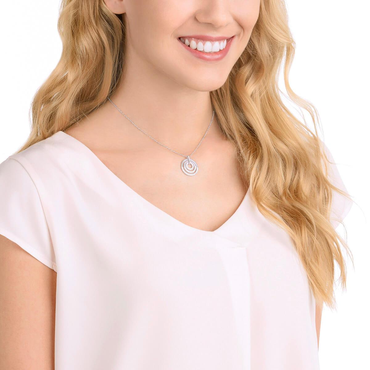 Swarovski Circle Pendant in Rhodium