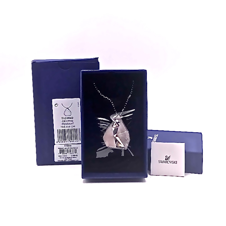 Swarovski Allure Crystal and Pink Quartz Gemstone Long Pendant