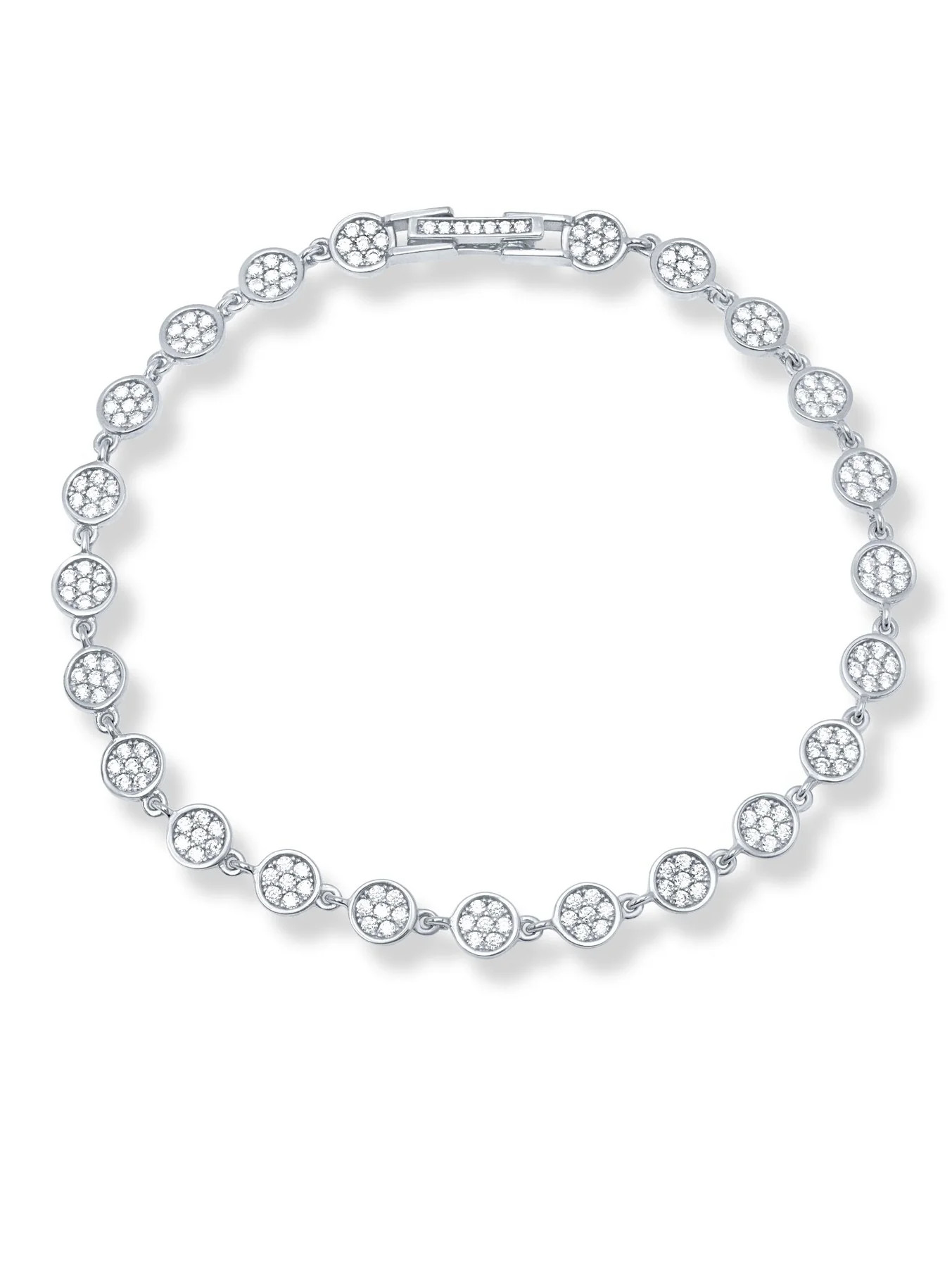 Crislu Pave Circles Tennis Bracelet in Platinum