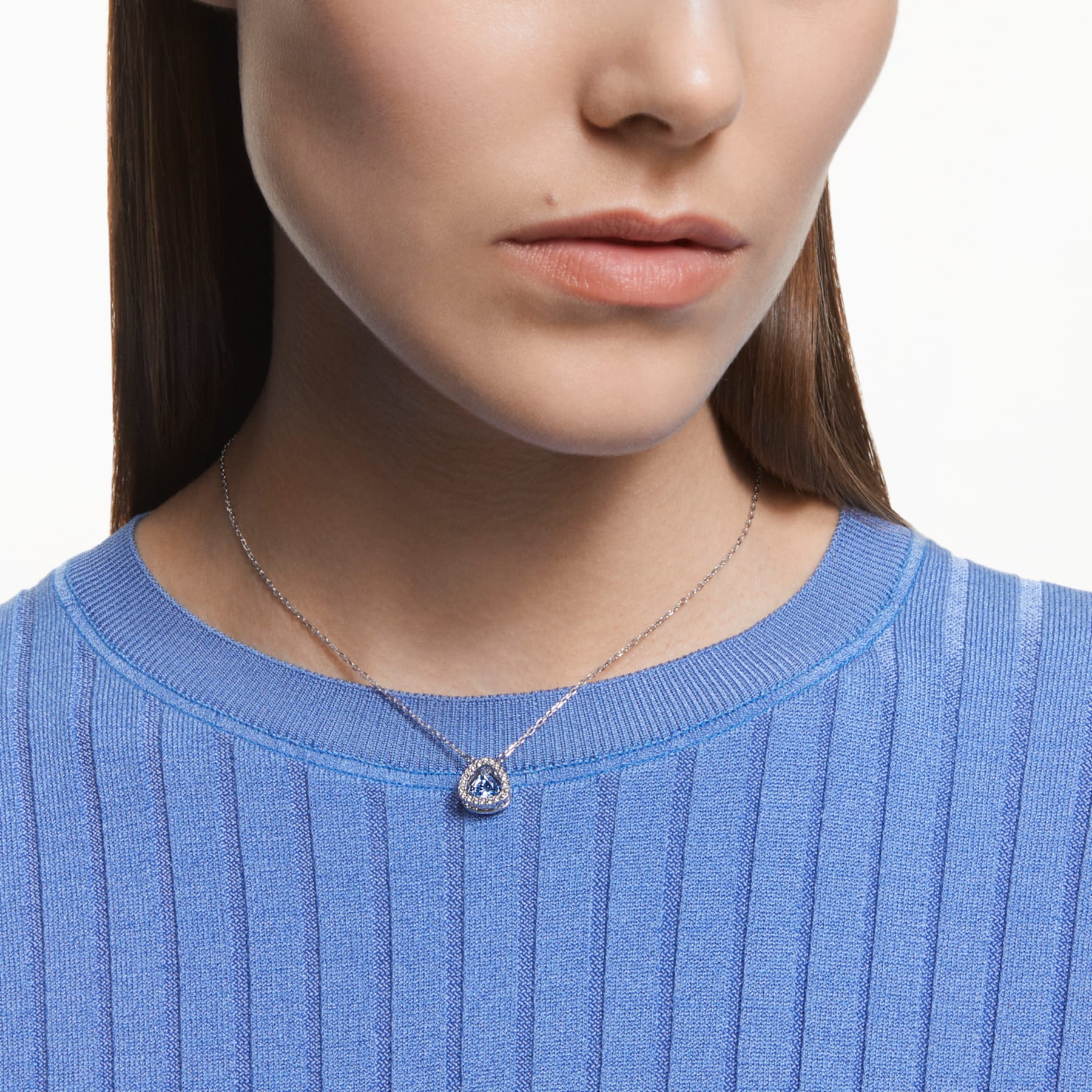 ネックレス・ペンダント Swarovski Rhodium-Plated Necklace With Icy Blue Millenia necklace, Octagon cut, Blue, Rhodium plated | Swarovski