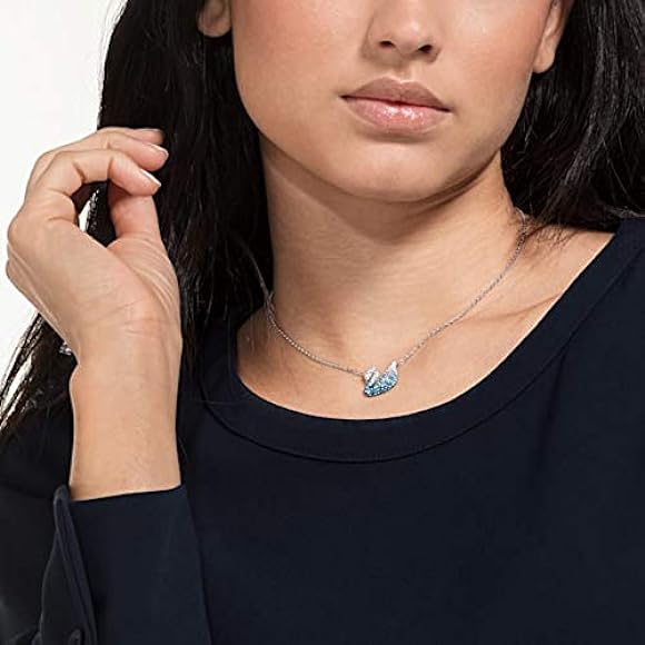 ★SWAROVSKI★ Swan Blue Rhodium Necklace 5660594 Swan pendant, Swan, Medium, Blue, Rhodium plated | Swarovski